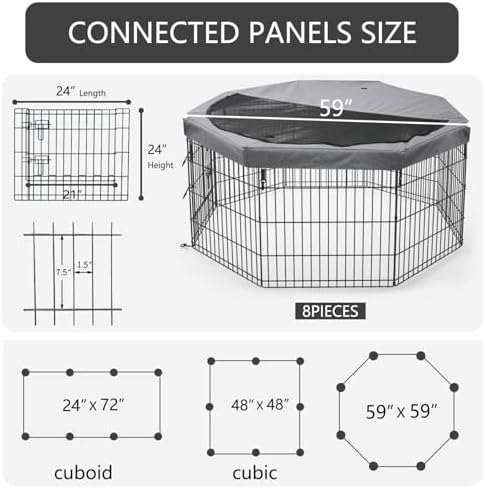 PETIME Foldable Metal Dog Exercise Pen/Pet Puppy Playpen Kennels Yard Fence - Image 3