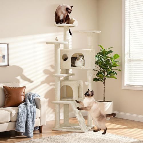 Yaheetech 62in Cat Tree Tower, Double Condo, Scratch Posts - Image 2