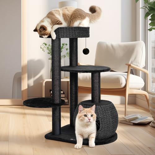KAMABOKO Gothic Cat Tree, 39” Black Cat Tower by KAMABOKO
