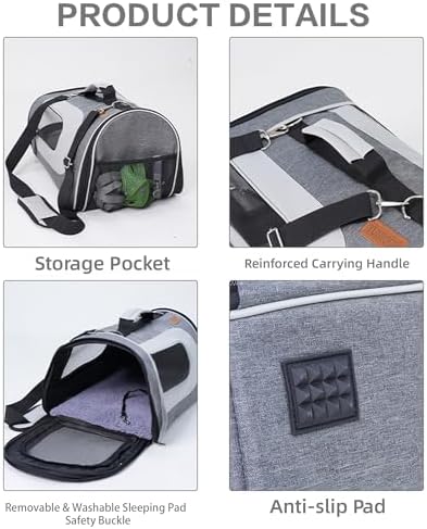 YUNIQUE Cat Carrier Soft for Pets Up to 15 Lbs, Airline Approved Collapsible - Image 3
