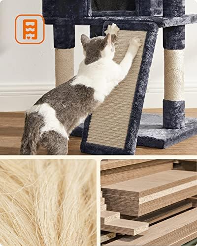 Feandrea Cat Tree, 45.3-Inch Cute Cat Tower, Plush Climbing Condo - Image 5