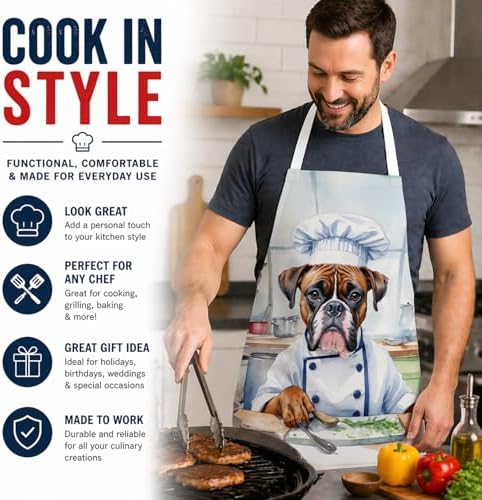 Caroline's Treasures Boxer The Chef Apron Cooking Kitchen Server Baking Crafts - Image 2