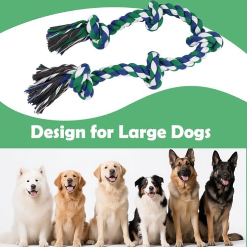SZEE Dog Rope Toy for Large Dogs, 37 Inch 5 Knots, Tug of War Rope for Large - Image 3