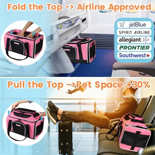 Petskd Top-Expandable Small Pet Carrier 17"x12"x8.5" Airline Approved - Image 2