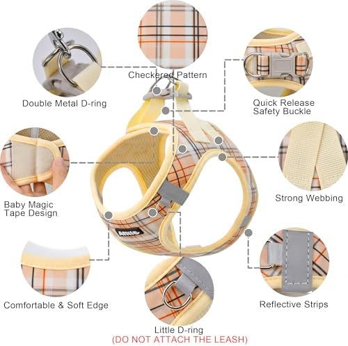 AIITLE Step in Dog Harness and Leash Set Plaid Adjustable - Image 6