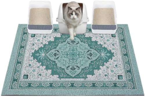 Glittme Cat Litter Mat with Non-Slip Bottom Litter Box Mat 40"X30" Litter by Glittme