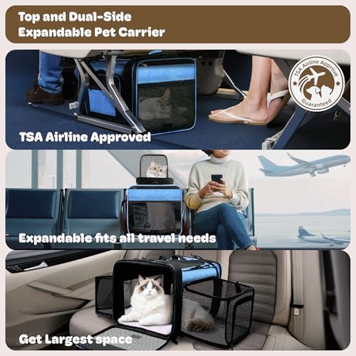 Top and 2 Sides Expandable Pet Carrier 17x11x9.5 TSA Airline Approved - Image 2
