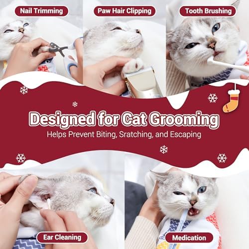 27.5" Large Cat Wrap for Nail Trimming for Adult Cats & Small Dog RED - Image 3