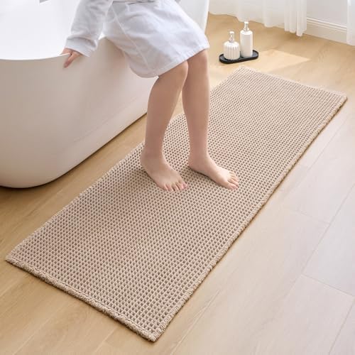 ILANGO Upgraded Waffle Bath Rug 24x72, Super Absorbent Non Slip Bath Mat by ILANGO