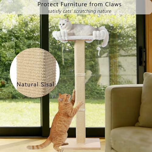 Cat Scratching Post with Large Window Perch, 47-Inch Tall Sisal Cat Tree - Image 6