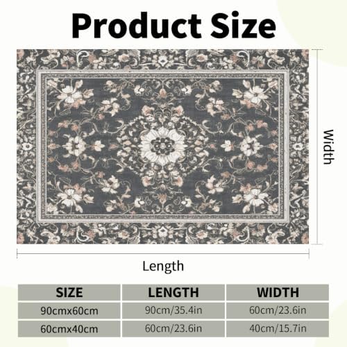 Giwawa Boho Floral Bath Rug Grey Leaves Soft Absorbent Bath Carpet 16x24 Inch - Image 3