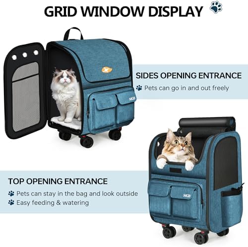 MGB Foldable Pet Carrier with Wheels, Denim Blue - Image 5