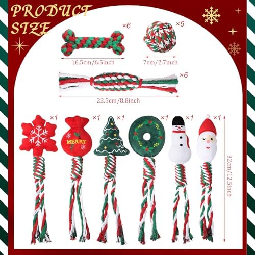 24 Pcs Christmas Dog Rope Toys Puppy Chew Teething, Funny Style - Image 2