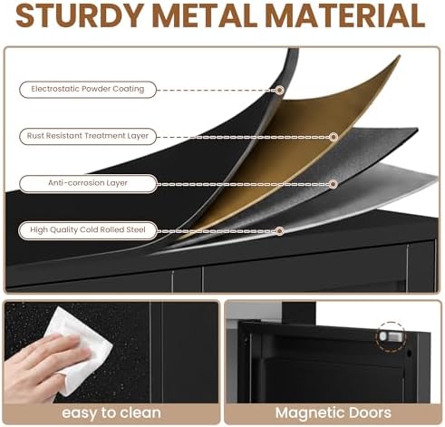 Metal Cat Litter Box Enclosure Furniture, Hidden Cat Washroom Cabinet - Image 5