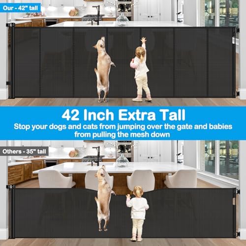 Reinforced 42" Tall X 120" Extra Wide Retractable Baby Gate Extra Long Baby - Image 4