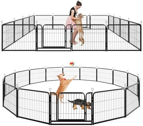 Kfvigoho Dog Playpen Outdoor Extra Wide 16 Panels Heavy Duty Dog Fence 24" by Committedtobetterpetlife