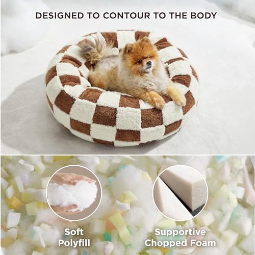 LE SURE Shown on TV Jacquard Donut Cute Small Dog Beds，Brown 23x23x7in - Image 4