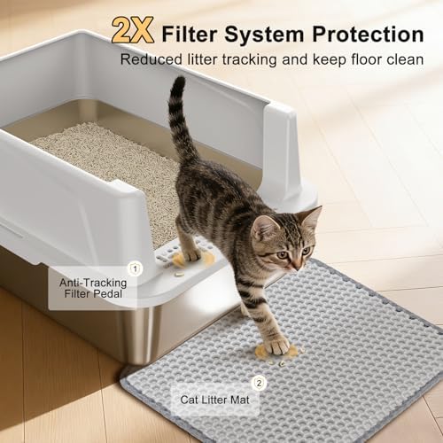 FURTIME Stainless Steel Cat Litter Box, Small Cats Metal Litter Box - Image 3