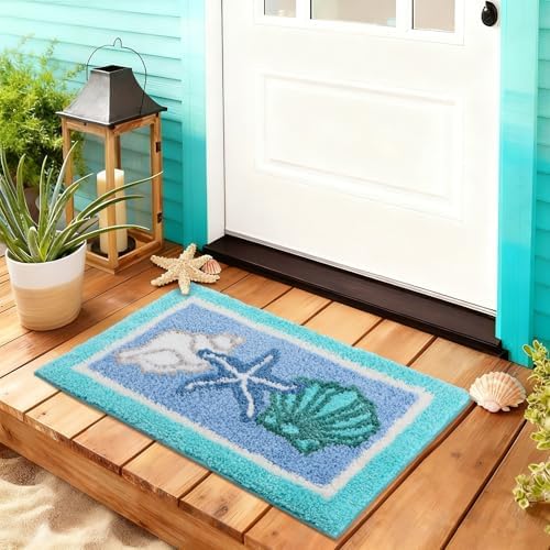 Boao Coastal Bathroom Rug Seashells Starfish Ocean Non Slip 16" x 24" - Image 5