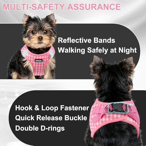 AIITLE Step in Medium Dog Harness and Leash Set, Pet Vest, Watermelon L - Image 4