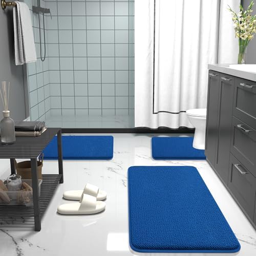OLANLY Memory Foam Small Bathroom Rugs 24x16, Absorbent Mat, Deep Navy Blue - Image 7