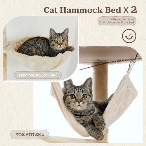 PETEPELA Floor to Ceiling Cat Tree, 92.9-101.6" Tall Cat Tower - Image 6
