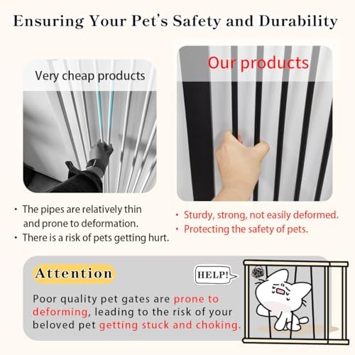 Lumizone Extra Tall Cat Gate 61.02" High 29.92"-42.51" Wide Pet Gate Black - Image 6