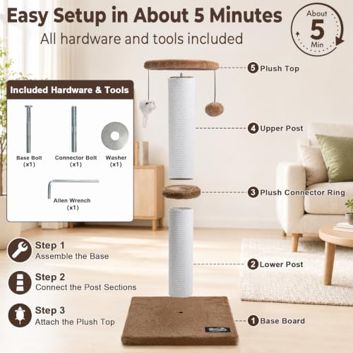34-Inch Tall Cat Scratching Post - Image 6
