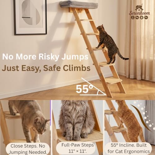 65" Tall 6-Level cat Ladder for Window Perch I Wobble-Free Gentle Climbing to a - Image 2