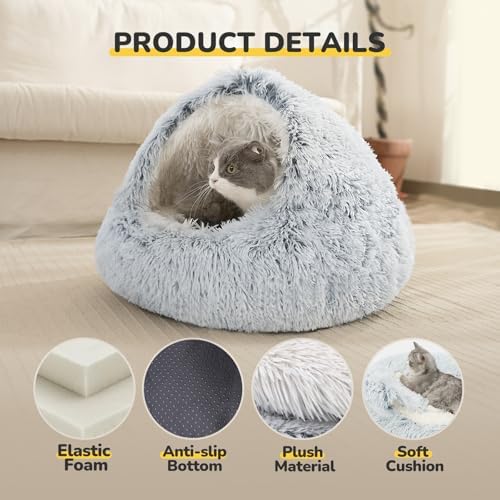 CATISM Cat Bed, Plush Hooded Cat Beds - Image 2