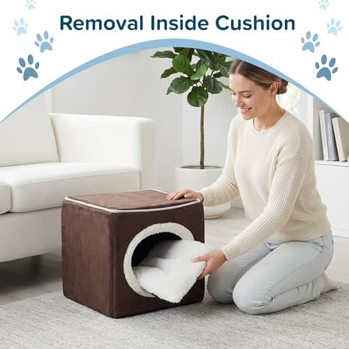 Cat House - Indoor Bed with Removable Foam Cushion - Cat Cave - Image 5