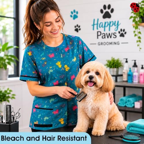Ladybird Line 713 Unisex Blue Dog Waterproof Grooming Apron, Hair Bleach - Image 5