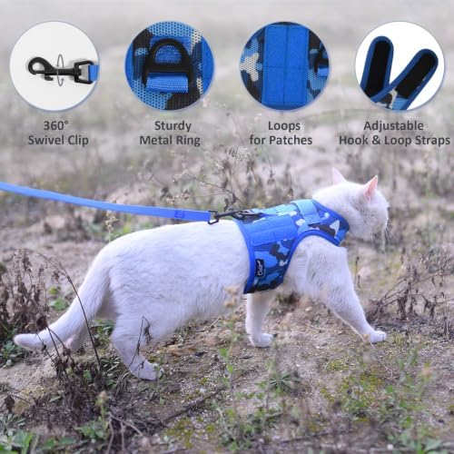 Cat Harness and Leash Set for Walking Escape Proof, Ocean Camo - Image 2