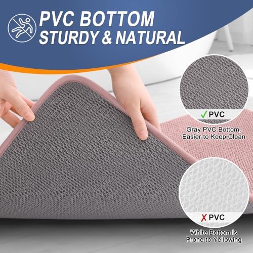 OLANLY Memory Foam Bathroom Runner Rugs 70x24, Long Bath Mats, Dusty Rose - Image 4