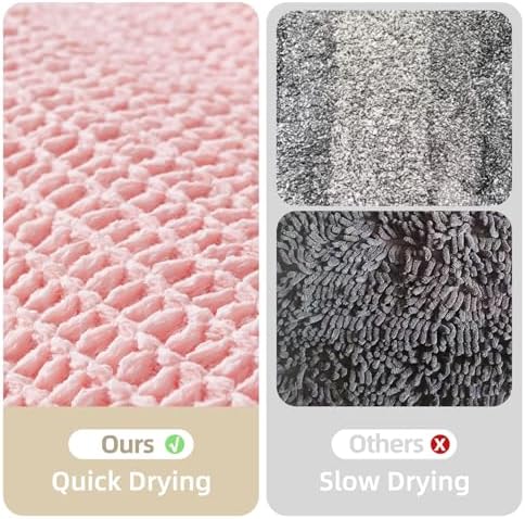 TYUU Waffle Bath Mat, Small Cute Bathroom Rug, 24x16 Light Peachy Pink - Image 6