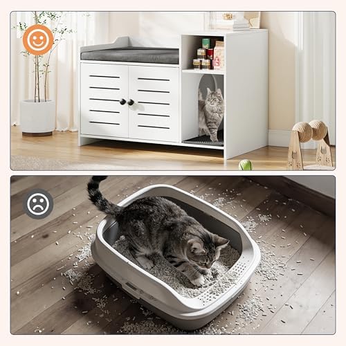 Jojoka Tall Cat Litter Box Enclosure, 33.8" Wood Hidden Litter Box Cabinet - Image 6