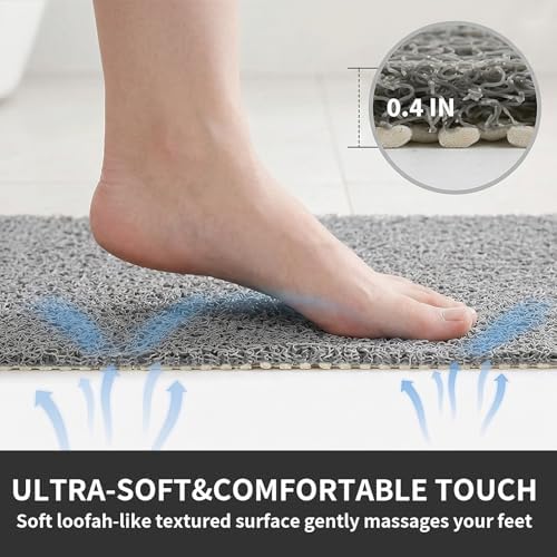 Square Shower Mat Non Slip, 24 x 24 Inch Soft PVC Loofah Shower Mats - Image 3