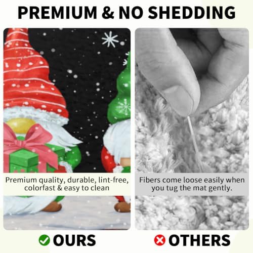 Giwawa Black Xmas Gnome Bath Rug Winter Snowflake Entryway Doormat Non Slip - Image 6