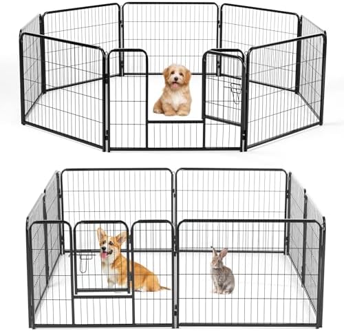 NEWBULIG Dog Playpen Indoor 8 Panels 24 Inch, Metal Outdoor Dog Fence Pen by NEWBULIG