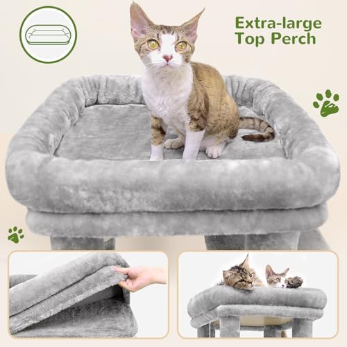Globlazer Heavy Duty Cat Trees for Big Cats Maine Coon, Light Grey - Image 2