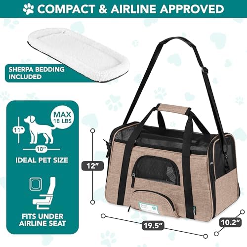 PetAmi Airline Approved Pet Carrier Cats & Small Dogs, Large Heather Taupe - Image 2