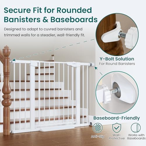Cumbor 2 Pack 30-46" Baby Gate for Stairs, Auto Close Dog Gate Indoor White - Image 5