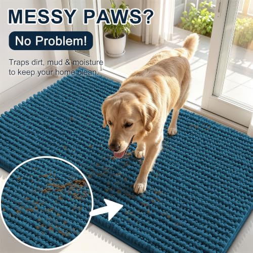 Smiry Dog Door Mat for Muddy Paws 36x24, Ultra Absorbent Chenille Doormat - Image 5