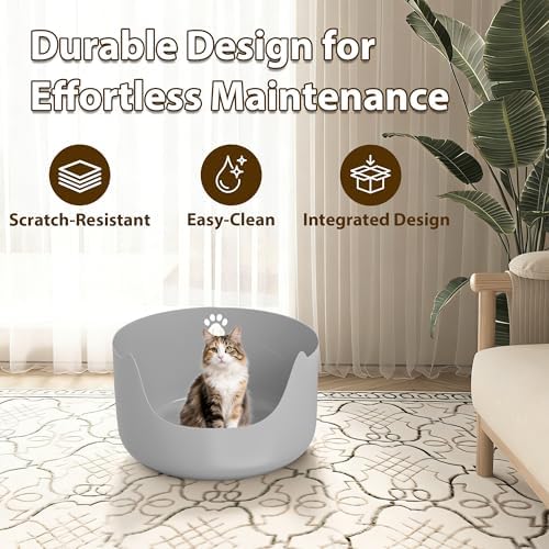 High Sides Low Entry Large Litter Pan, All-in-One Easy to Clean Plastic Litter - Image 7