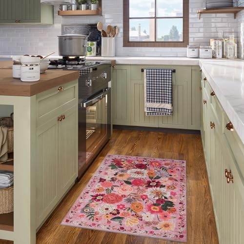 Pink Washable 2x3 Entry Rug, Small Rugs - Image 2