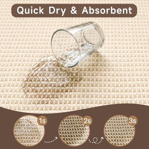 Waffle 4x6 Living Room Rug: Washable Non Slip Textured Area Rug Beige-Cream - Image 5