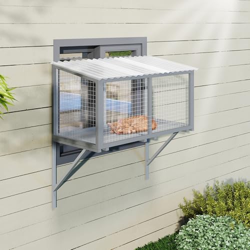 COZIWOW Outdoor Cat Enclosure Wall Catio Window Perch Cat Patio Furniture by COZIWOW