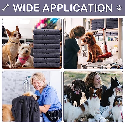 Chumia 8 Pcs Dog Towel for Drying, 55 x 28 Inch, Dog Paw and Bone - Image 2