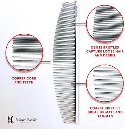 Warren London Crescent Detail Copper Dog Grooming Comb - Image 3