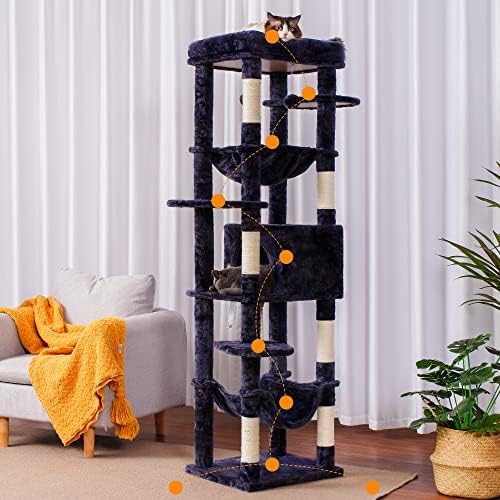Heybly Cat Tree for Large Cats 20 lbs, 69 inches XXL Cat Tower HCT031G - Image 3